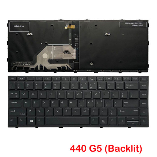 HP 430 G5 440 G5 445 G5 Backlit L01072-001 9Z.NEESQ.001 NSK-XJ0SQ Laptop Replacement Keyboard