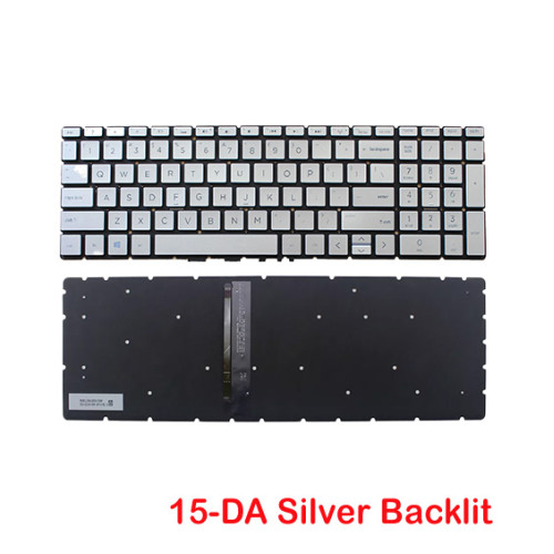 HP Pavilion 15-DA 15-DA000 15T-DA 15T-DA000 15S-DU 15S-DU0000 Backlit Silver Laptop Replacement Keyboard