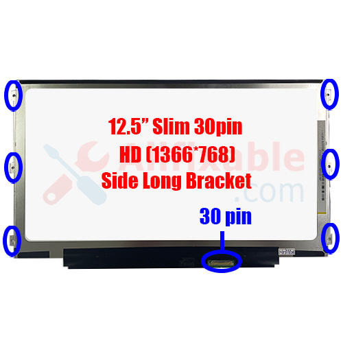 12.5" Slim 30 Pin Dell Latitude E7240 E7250 E5250 HB125WX1-100 B125XTN02.0 Laptop LCD LED Replacement Screen