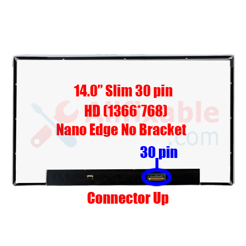 14" Slim 30 Pin HD Lenovo ThinkPad L14 Gen 4 Type 21H1 21H2 NT140WHM-N4C Nano Edge No Bracket Connector Up Laptop LCD LED Replacement Screen