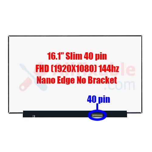16.1" Slim 40 Pin FHD HP Victus 16-D0166TX N161HMA-GAK NV161FHM-NX2 Nano Edge No Bracket Laptop LCD LED Replacement Screen