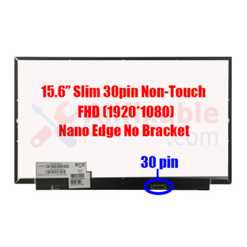 15.6" Slim 30 Pin FHD IPS HP 15S-DU 15S-DU1004TX 15S-DU1510TU 15S-DU2061TX 15S-DU3023TX NV156FHM-N48 B156HTN06.1 Nano Edge No Bracket Laptop LCD LED Replacement Screen